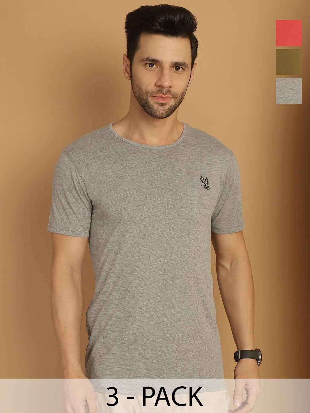 

VIMAL JONNEY Men 3 V-Neck Raw Edge T-shirt, Multi