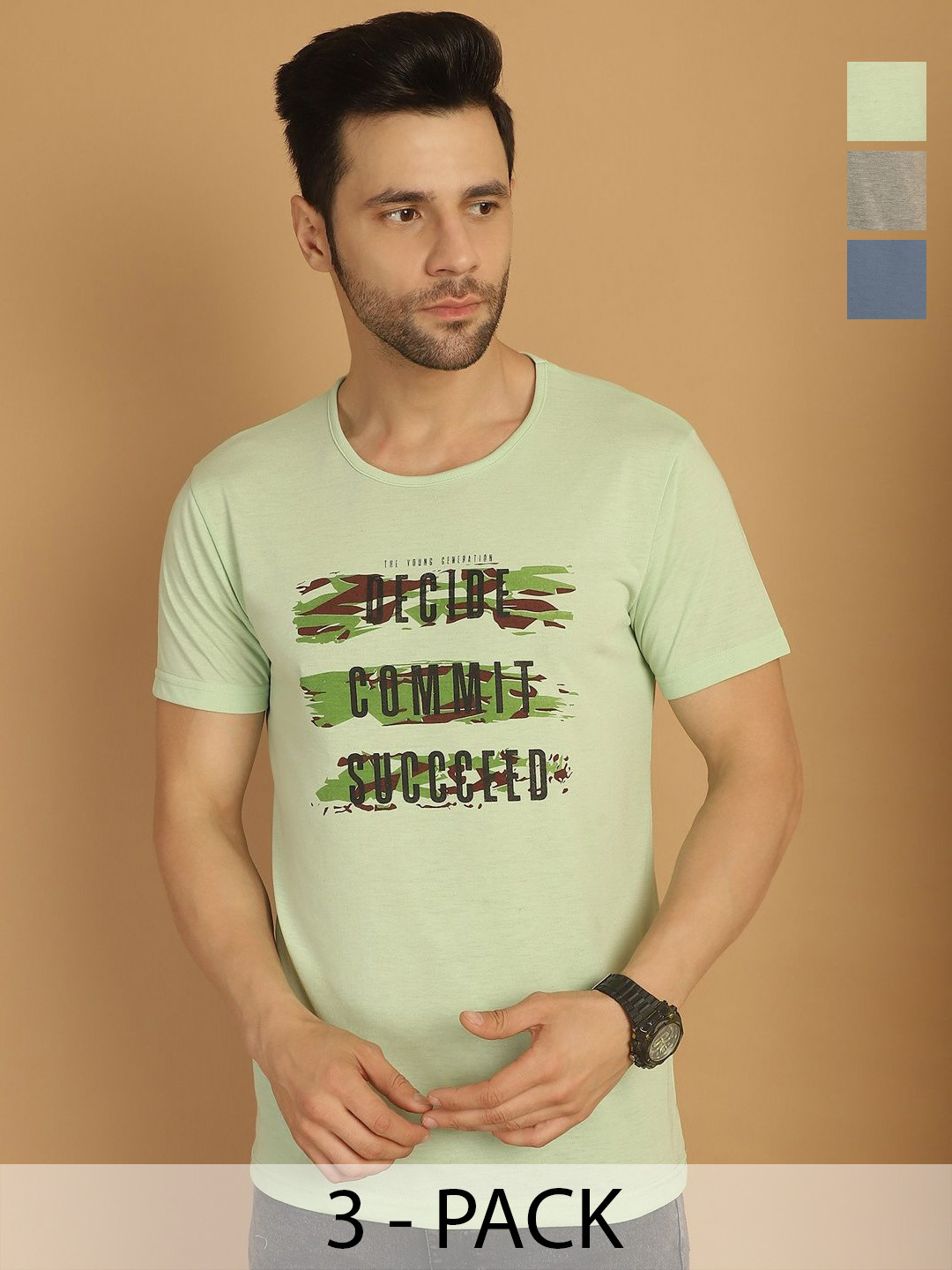 

VIMAL JONNEY Men Typography 3 Printed Applique T-shirt, Multi