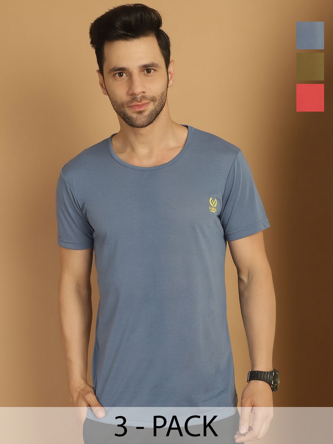 

VIMAL JONNEY Men 3 V-Neck Pockets T-shirt, Multi