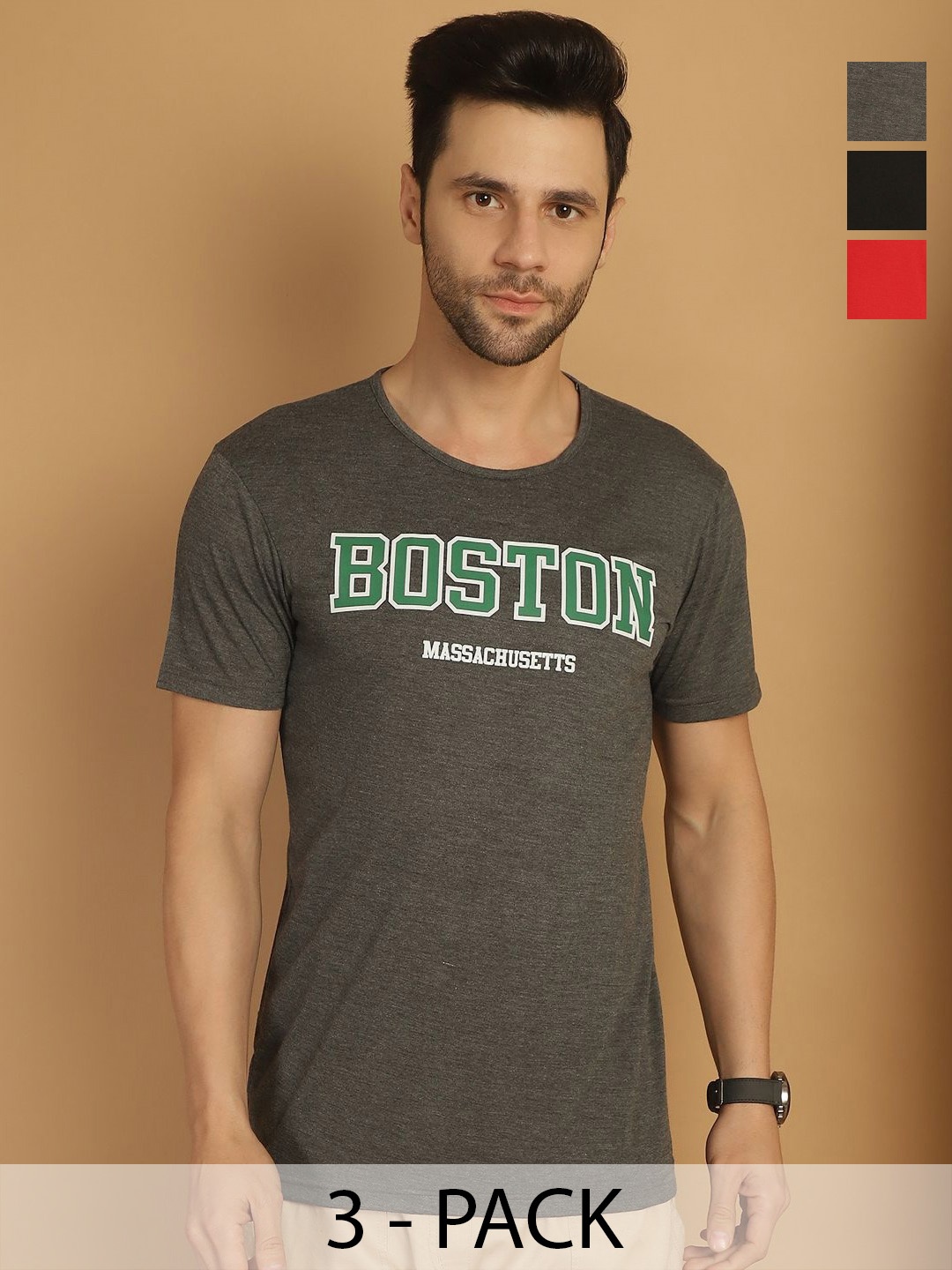 

VIMAL JONNEY Men Typography 3 Printed V-Neck T-shirt, Multi