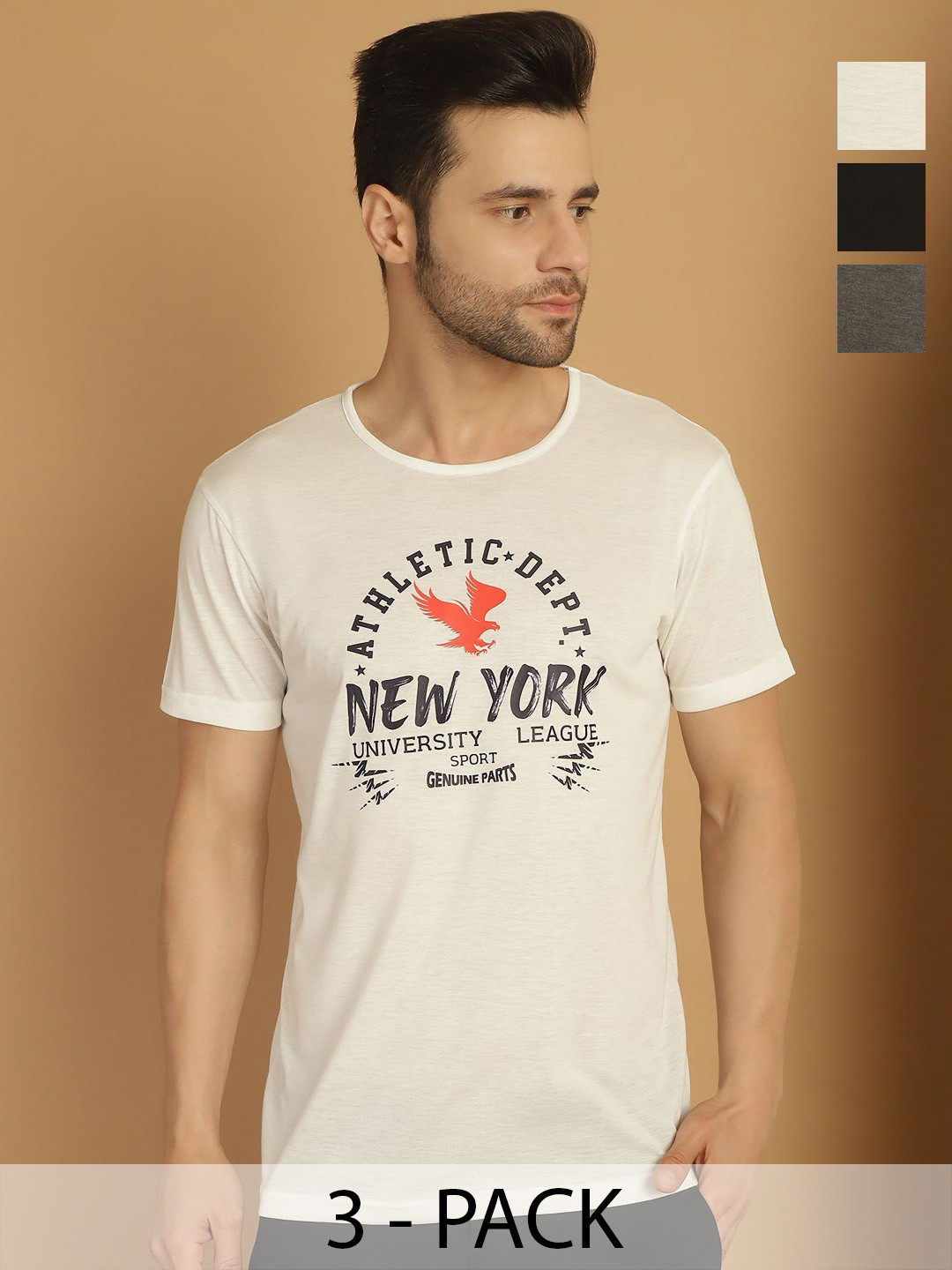 

VIMAL JONNEY Men Typography 3 Printed Applique T-shirt, Multi