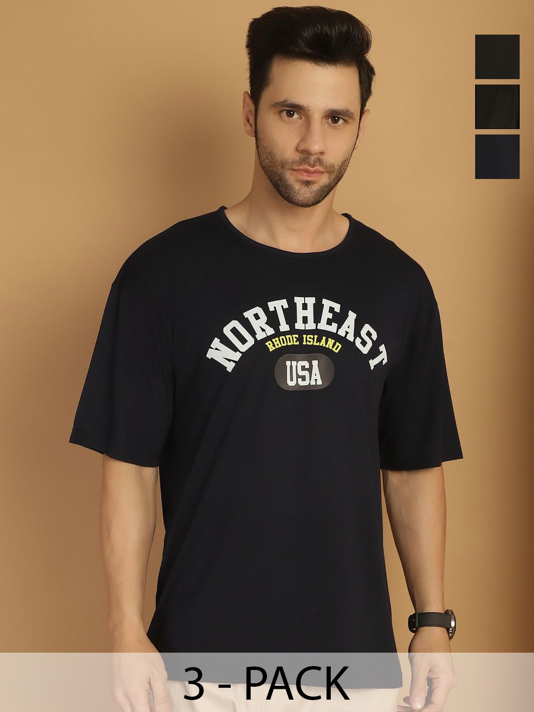 

VIMAL JONNEY Men Typography 3 Printed T-shirt, Multi
