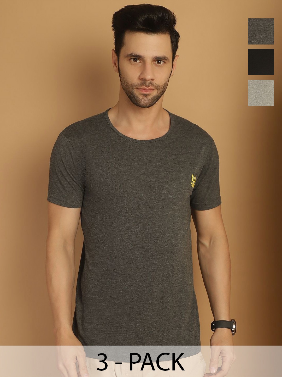 

VIMAL JONNEY Men 3 V-Neck Applique T-shirt, Multi