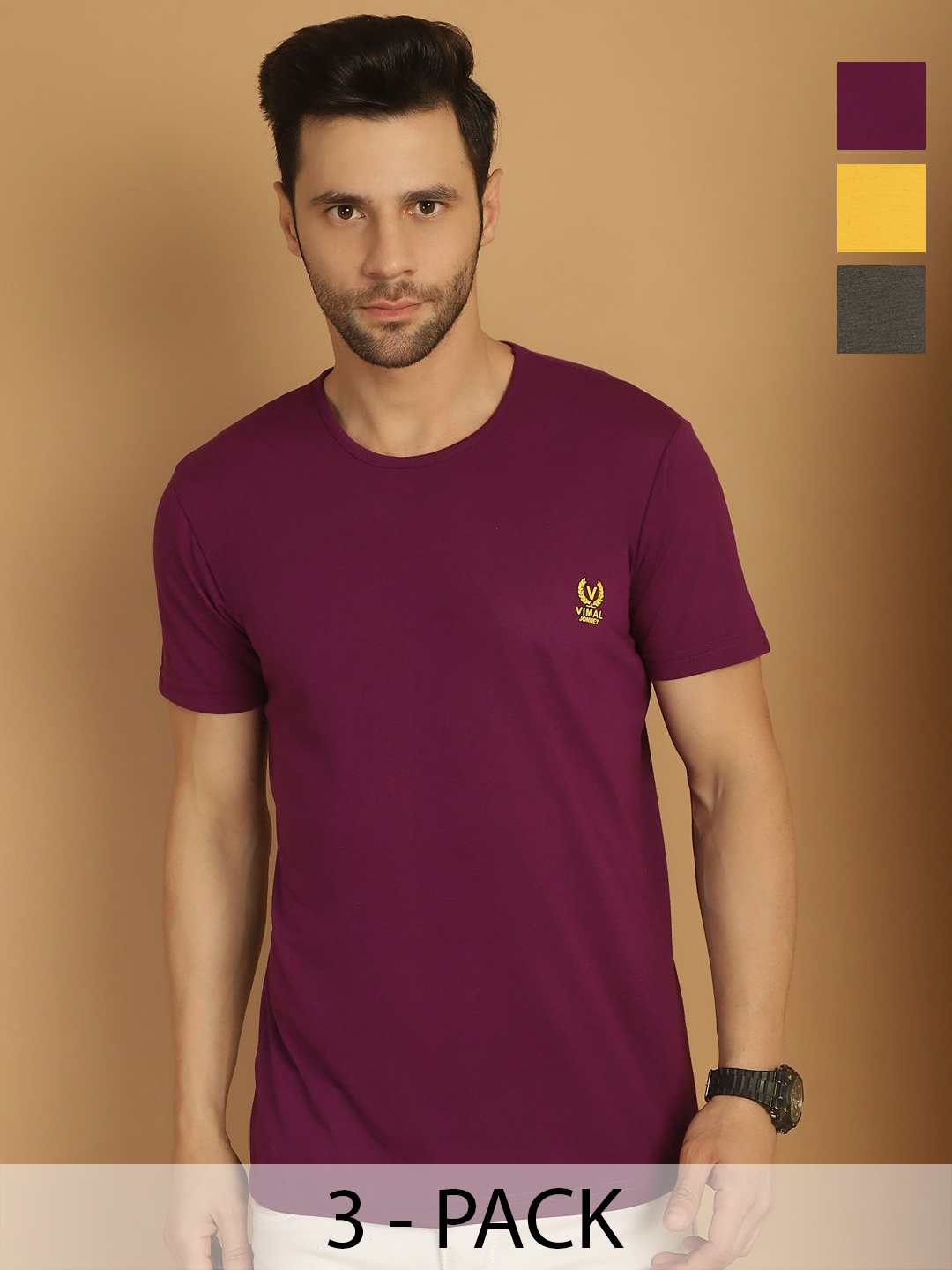 

VIMAL JONNEY Men 3 Applique T-shirt, Multi
