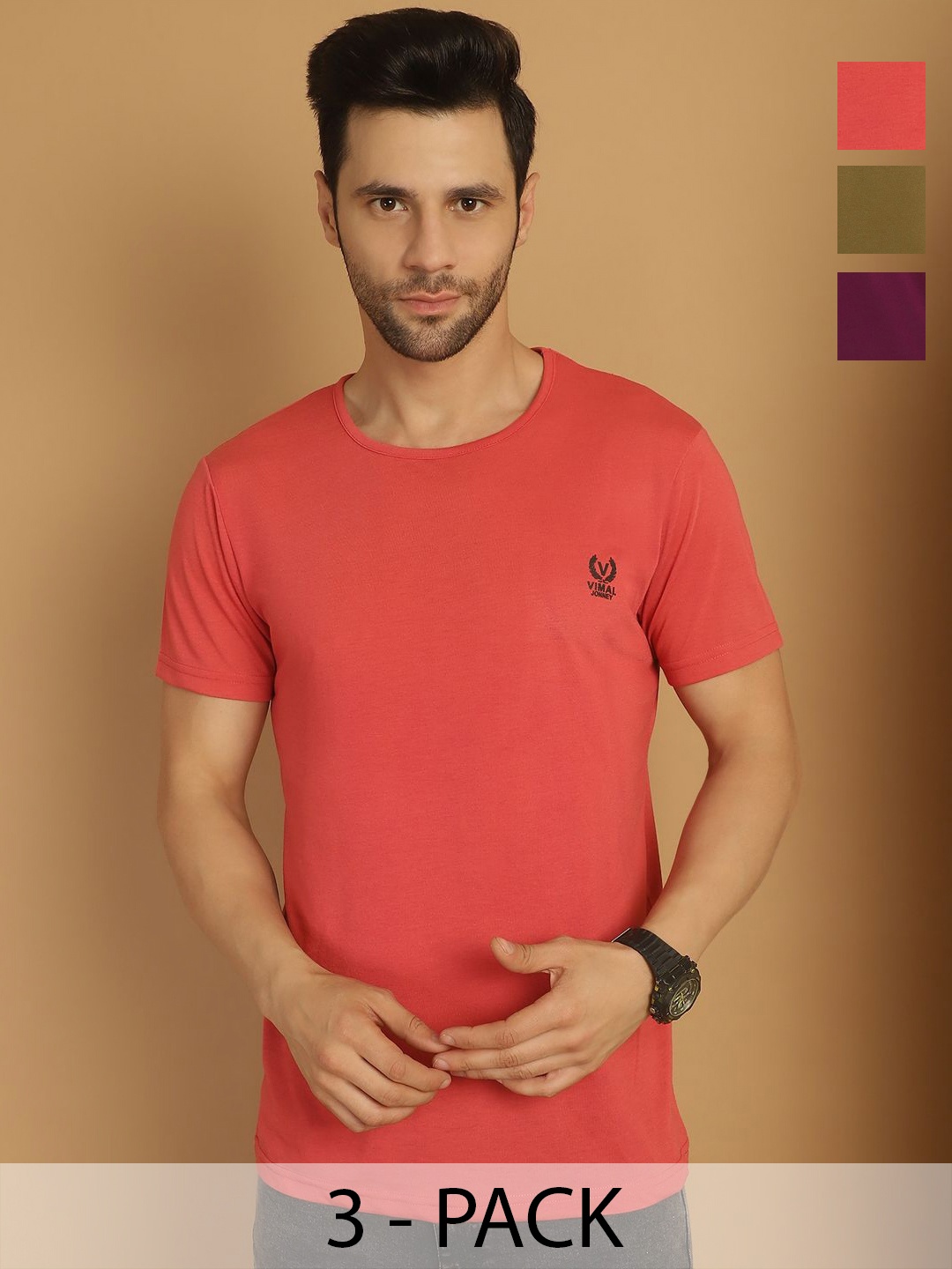 

VIMAL JONNEY Men 3 Applique T-shirt, Multi