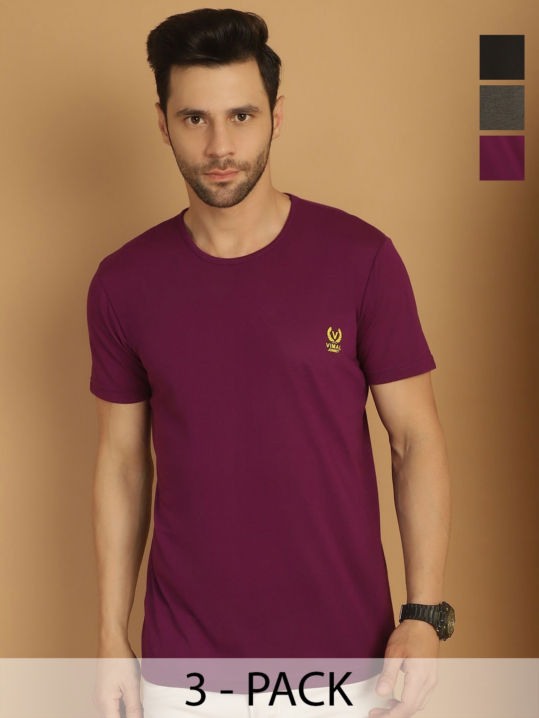 

VIMAL JONNEY Men 3 Applique T-shirt, Multi