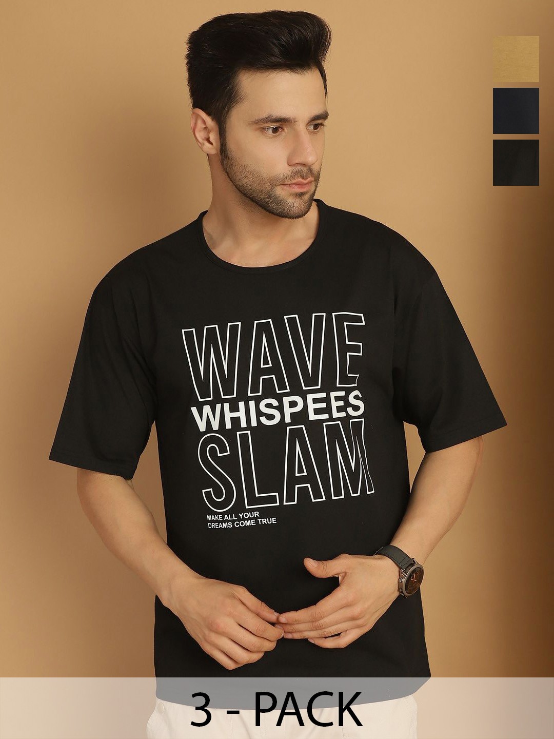 

VIMAL JONNEY Men Typography 3 Printed Pockets T-shirt, Multi