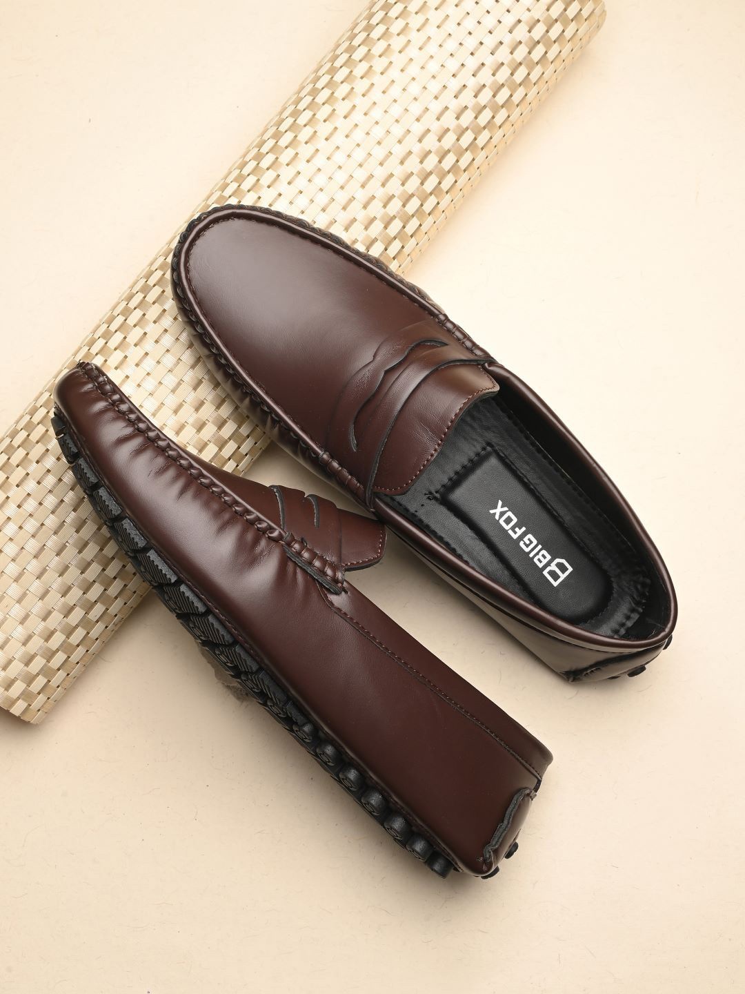 

Big Fox Men Round Toe PU Derbys, Brown