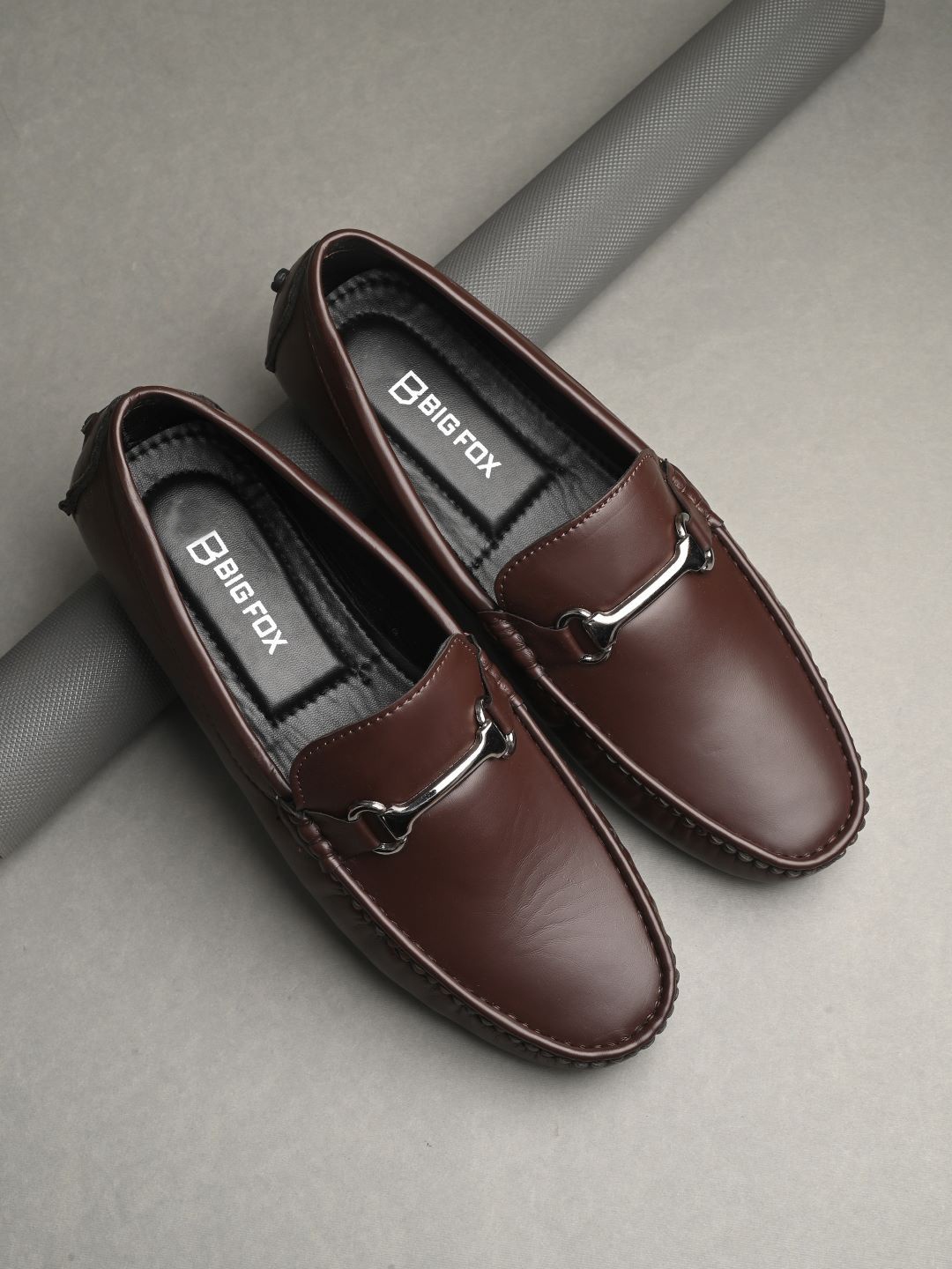

Big Fox Men Round Toe Horsebit Loafers, Brown