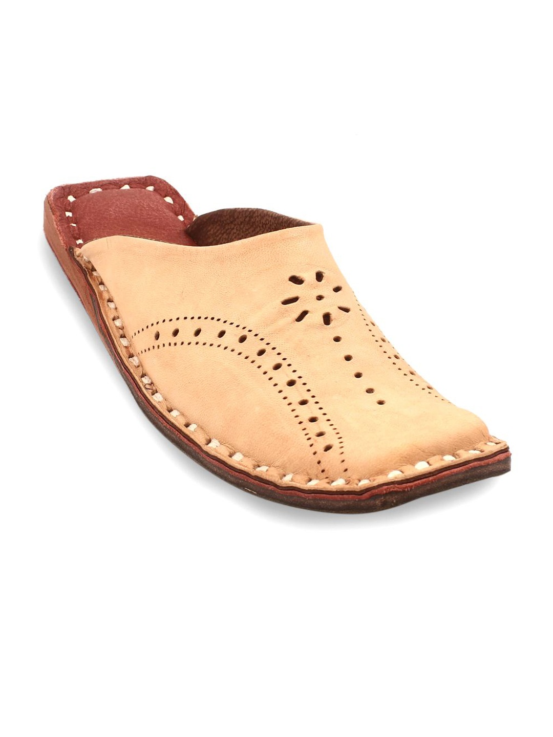 

Apratim Men Ethnic Mules Comfort Sandals with Laser Cuts, Beige