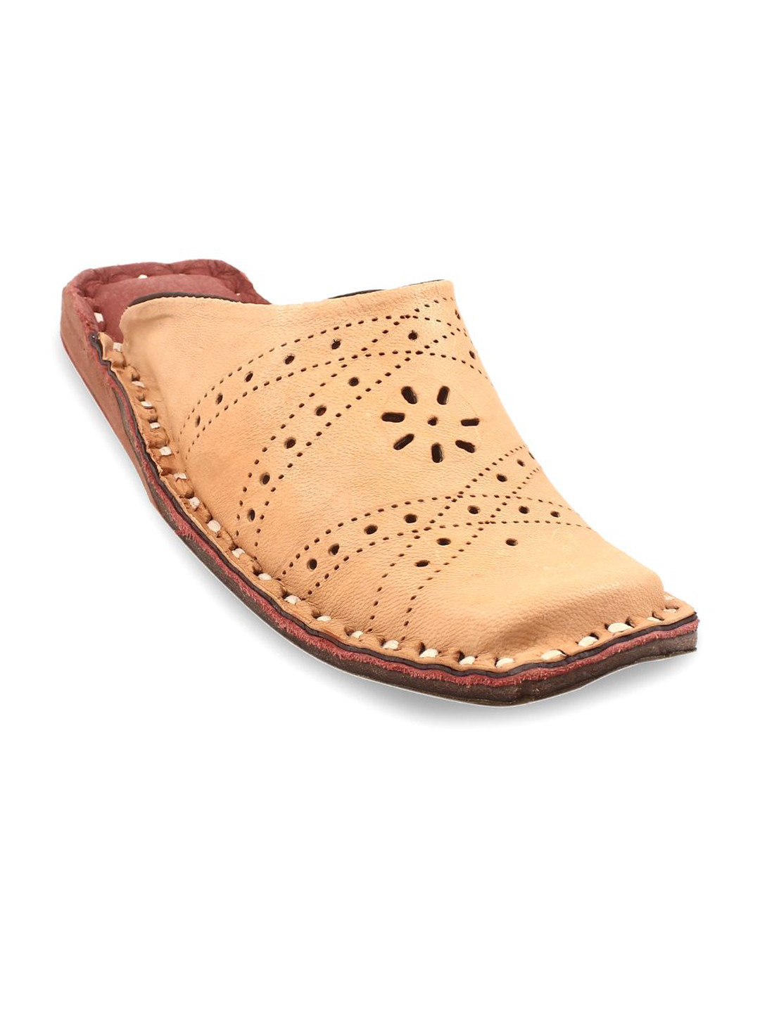 

Apratim Men Ethnic Mules with Laser Cuts, Beige