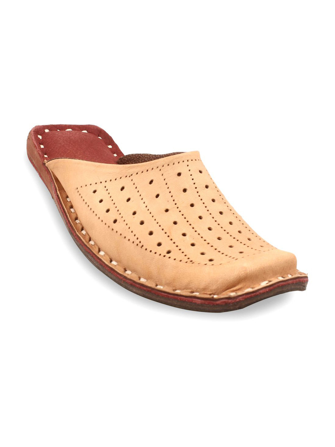 

Apratim Men Mules with Laser Cuts Flats, Beige