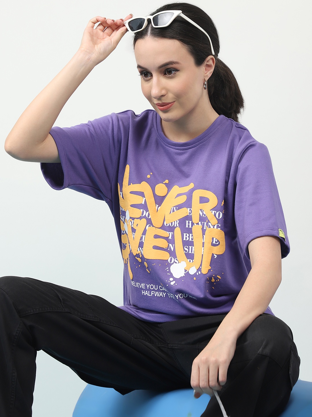 

Rigo Unisex Printed Drop-Shoulder Sleeves Oversized T-shirt, Purple