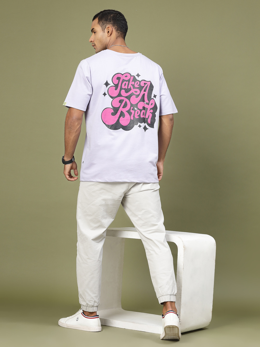 

Rigo Unisex Printed Drop-Shoulder Sleeves Oversized T-shirt, Purple