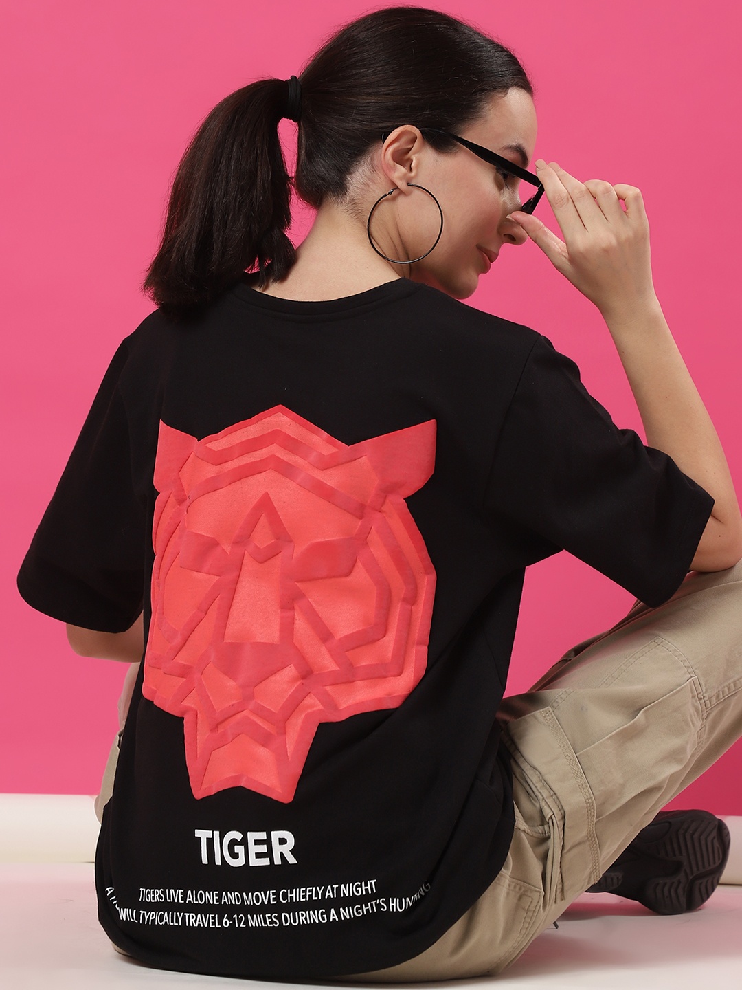 

Rigo Unisex Printed Drop-Shoulder Sleeves Oversized T-shirt, Black