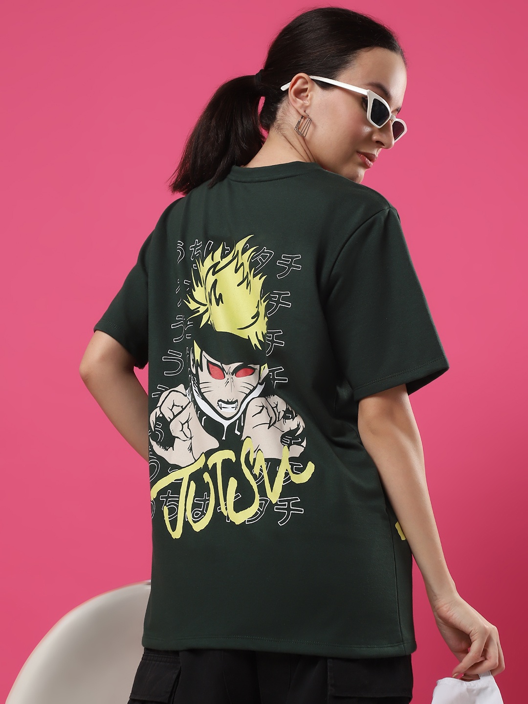 Rigo Unisex Printed Drop-Shoulder Sleeves Oversized T-shirt, Green