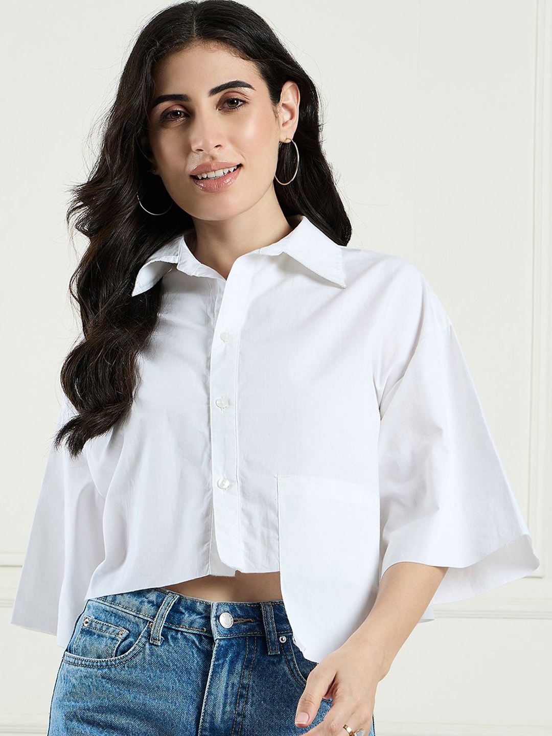 

DRAPE AND DAZZLE Women Relaxed Opaque Casual Shirt, White