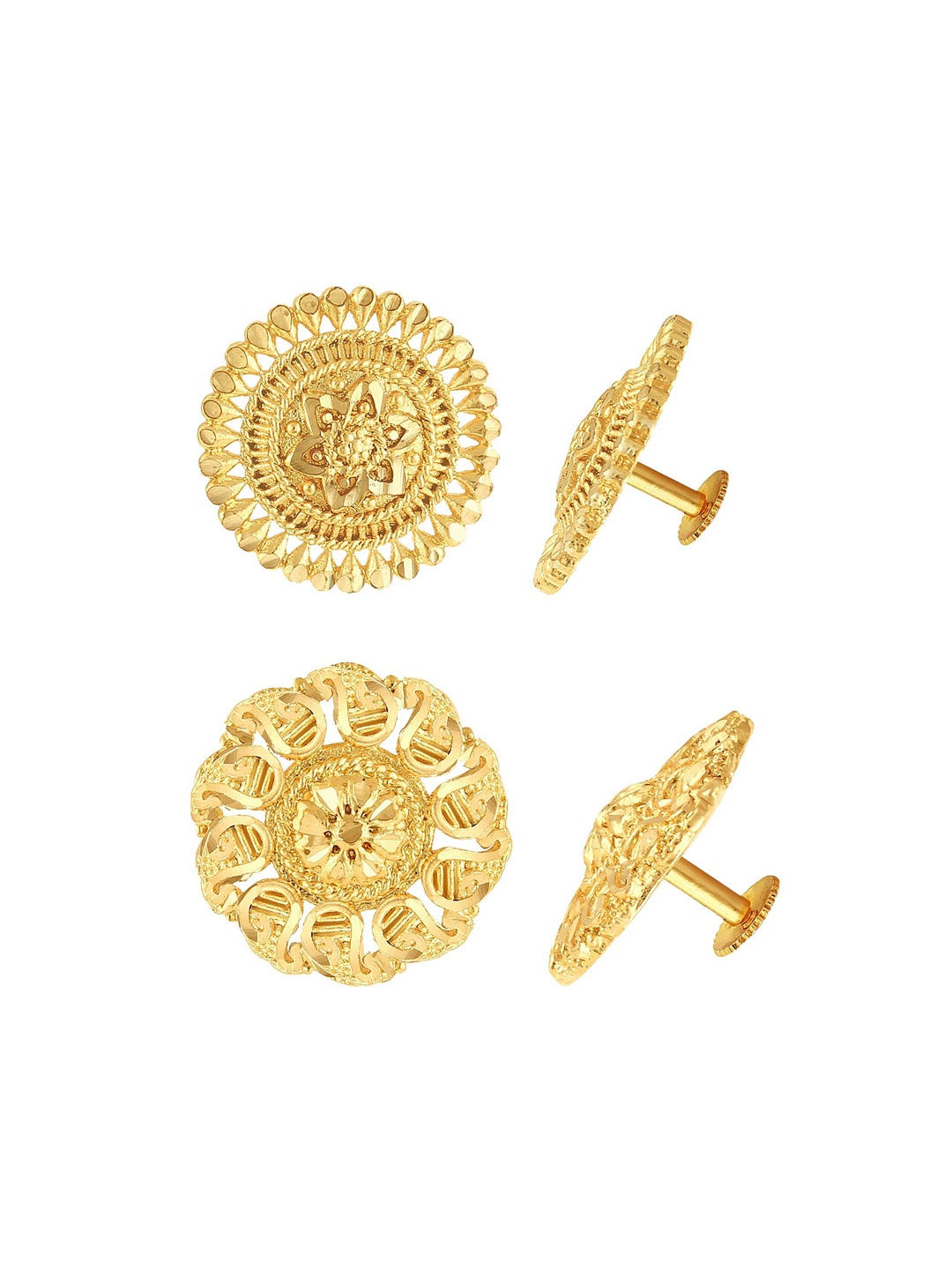 

Vighnaharta Set of 2 Gold-Plated Floral Stud Earrings