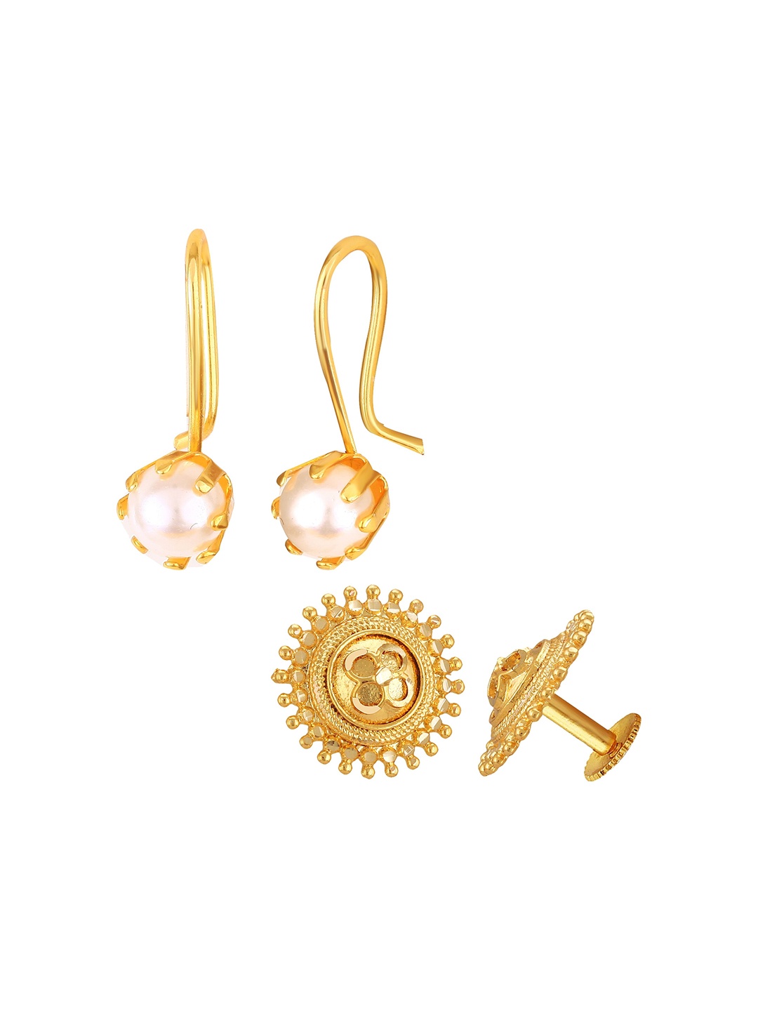 

Vighnaharta Set Of 2 Gold-Plated Contemporary Pearls Drop Earrings