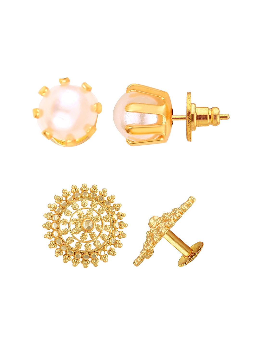 

Vighnaharta Set Of Gold-Plated Contemporary Pearls Studded Earrings