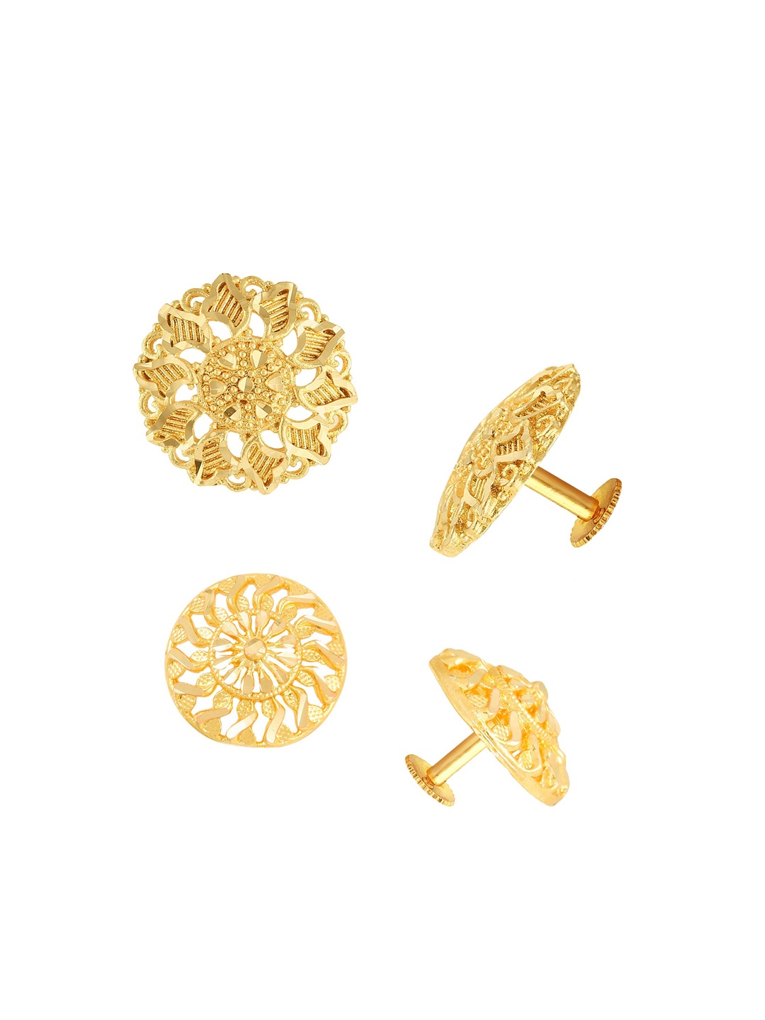 

Vighnaharta Set Of 2 Gold-Plated Floral Stud Earrings