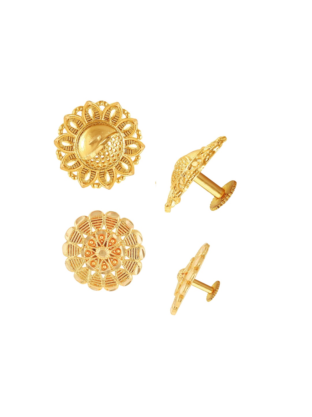 

Vighnaharta Set of 2 Gold-Plated Floral Studs Earrings