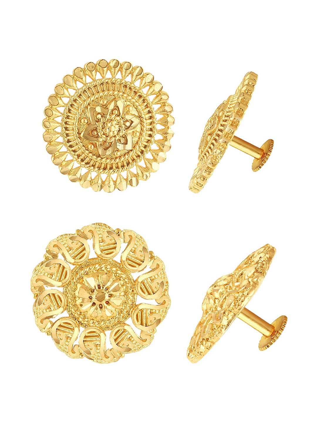 

Vighnaharta Set Of 2 Gold-Plated Floral Stud Earrings