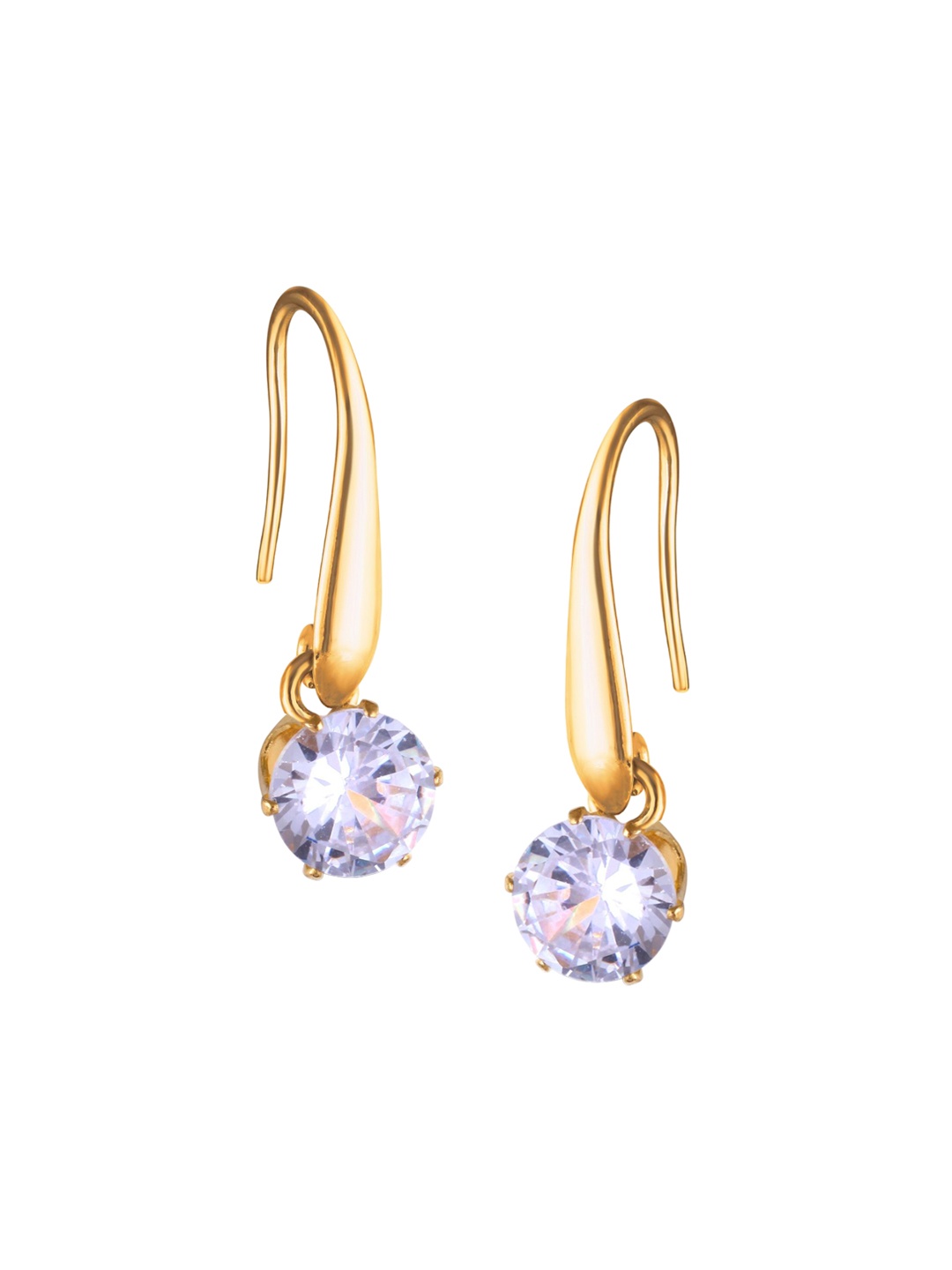 

Vighnaharta Gold-Plated Contemporary Cubic Zirconia Drop Earrings