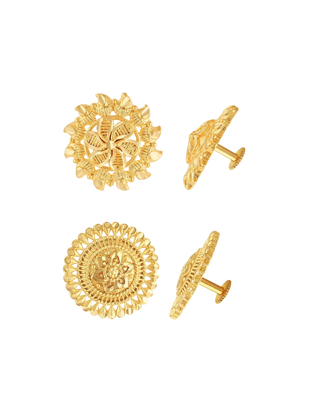 

Vighnaharta Set Of 2 Floral Gold-Plated Studs Earrings