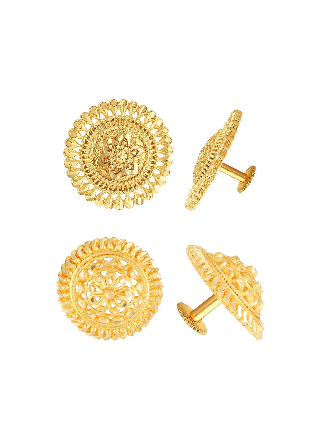 

Vighnaharta Set of 2 Gold-Plated Floral Studs Earrings