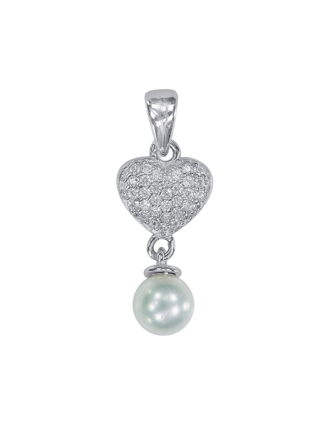 

Taraash 925 Sterling Silver Rhodium-Plated Cubic Zirconia Heart Shaped Pendant