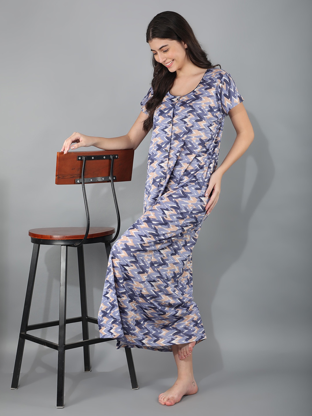 

Noty Printed Maxi Nightdress, Blue