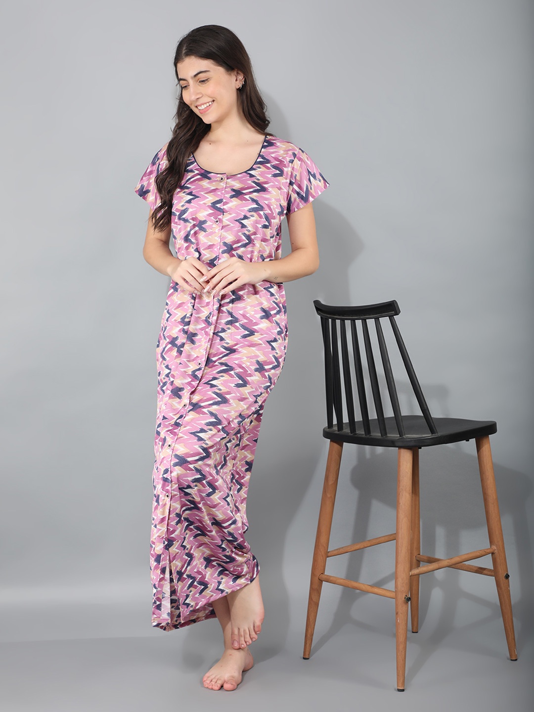 

Noty Printed Maxi Nightdress, Purple