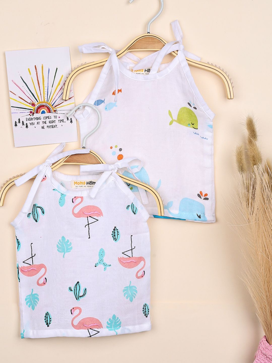 

Moms Home Infants Pack Of 2 Printed Cotton Jhablas, White