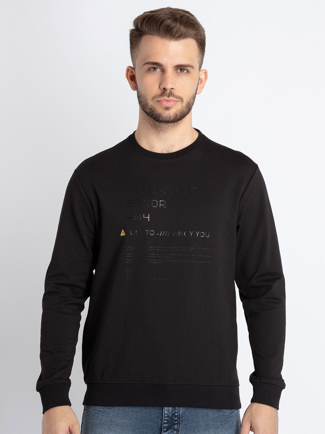 

Status Quo Men Printed Lightweight Sweatshirt, Black