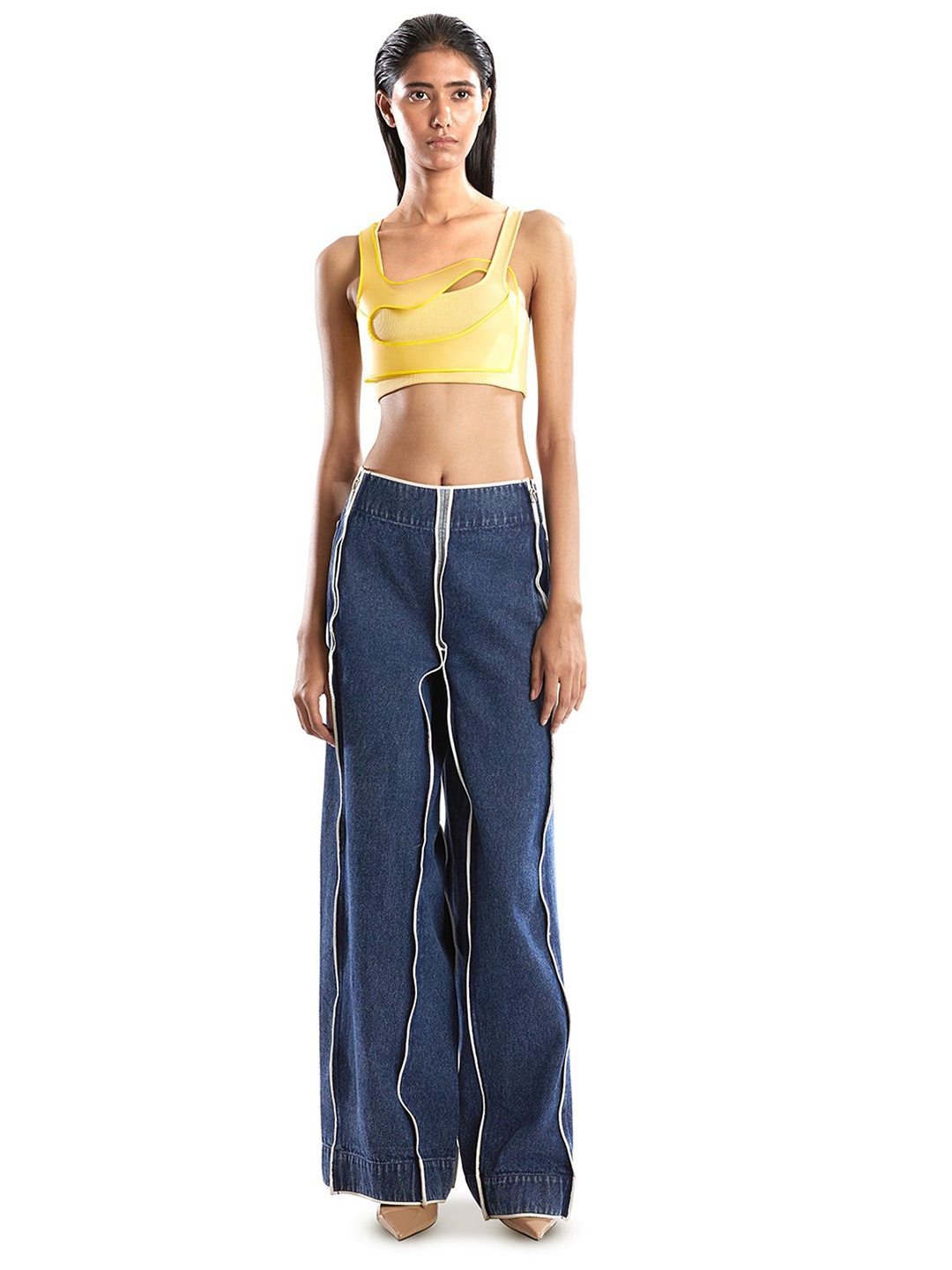 

BLONI Women Sleeveless Crop Top, Yellow