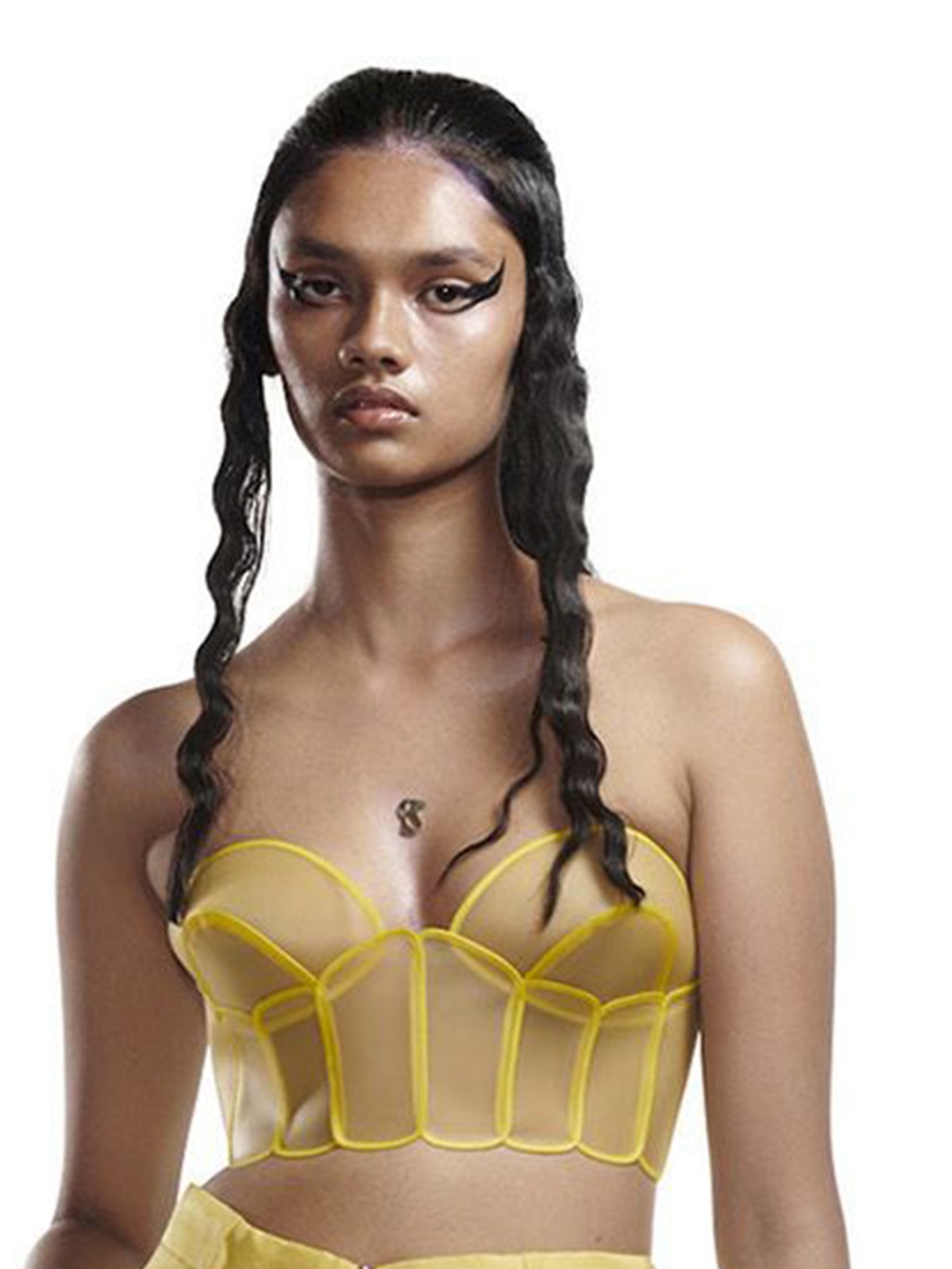 

BLONI Abstract Full Coverage Lightly Padded Bralette Bra, Yellow