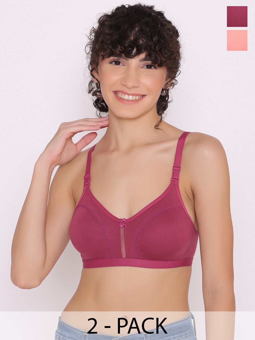 

INKURV Full Coverage Non Padded Everyday Bra Pack of 2, Pink