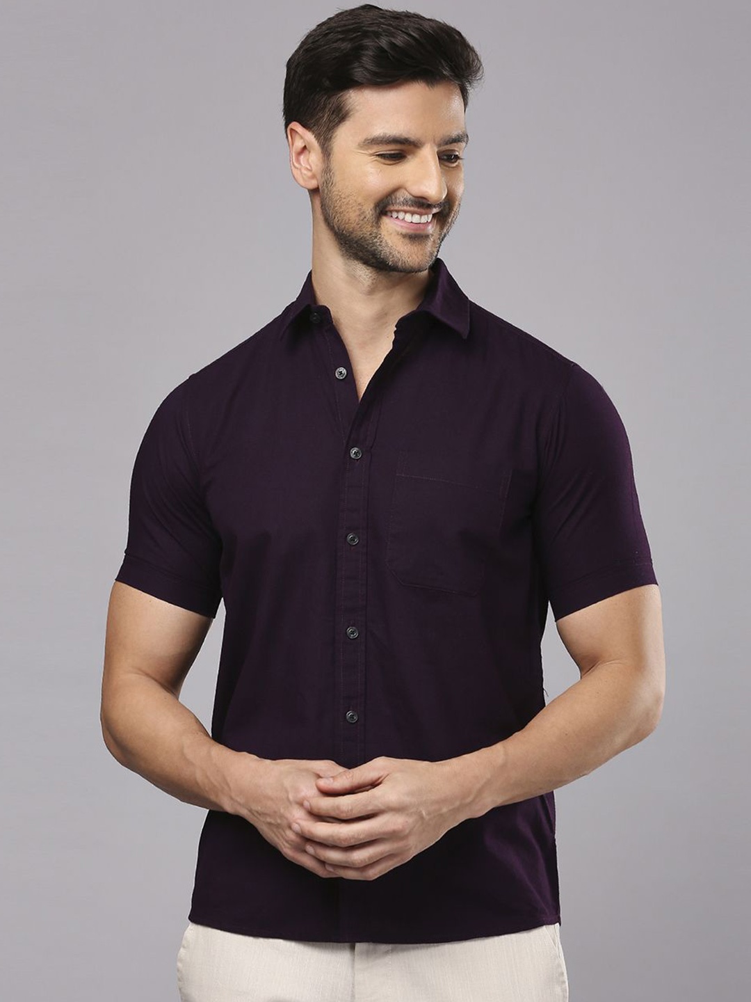 

Klub Fox Men Slim Fit Opaque Casual Shirt, Purple