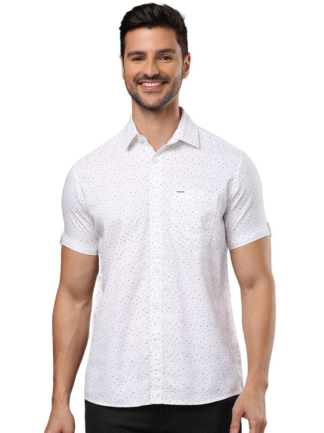 

Klub Fox Men Slim Fit Opaque Printed Casual Shirt, White