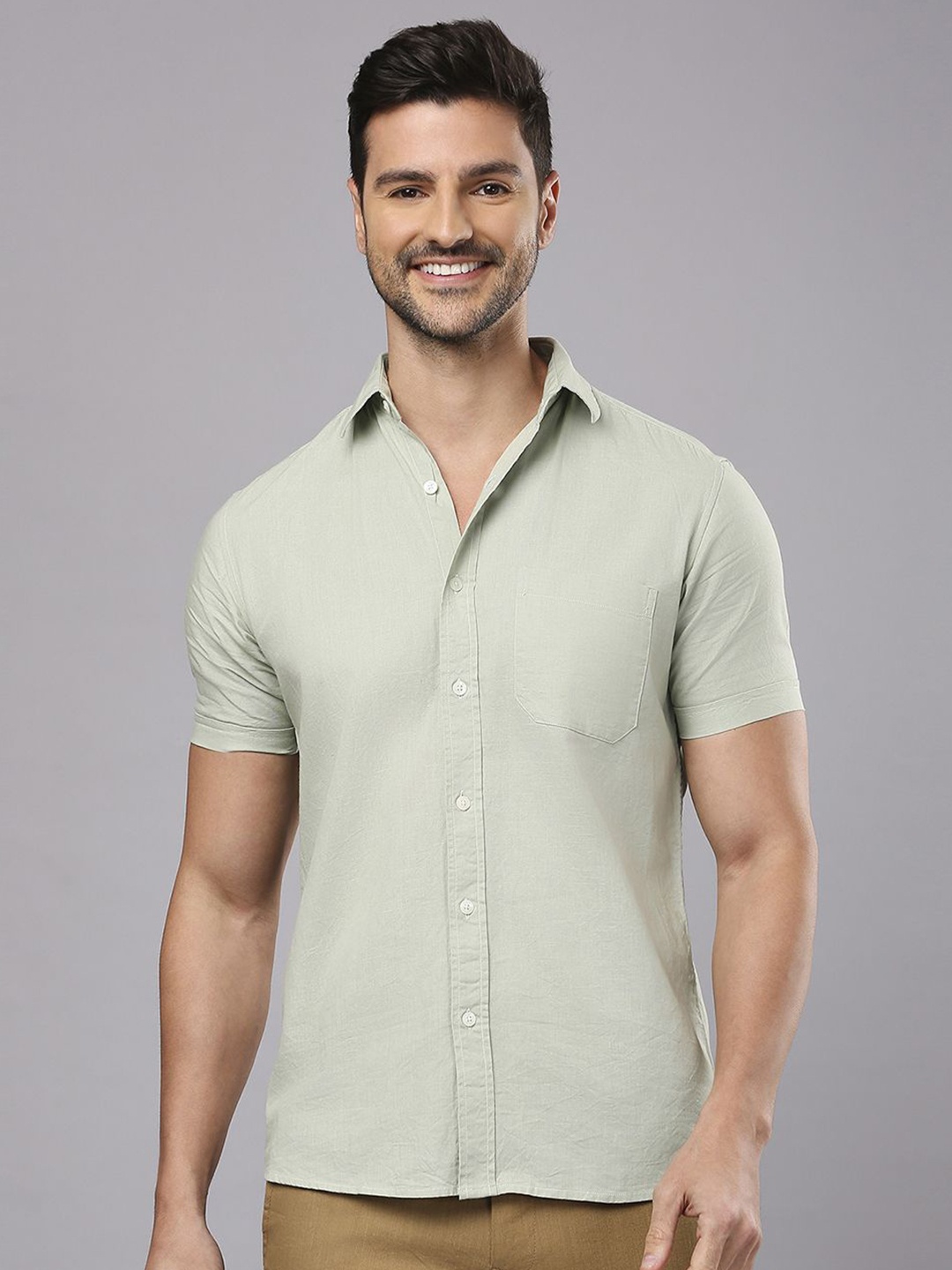 

Klub Fox Men Slim Fit Opaque Casual Shirt, Olive