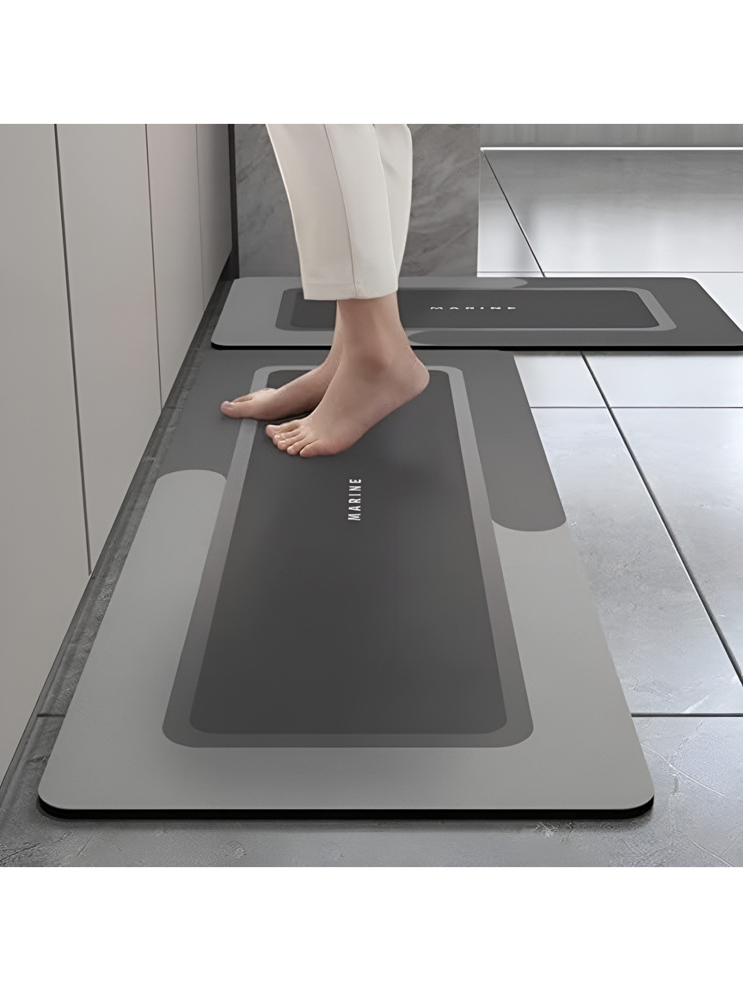 

DALUCI Grey 2 Pieces Rectangular Floor Mats