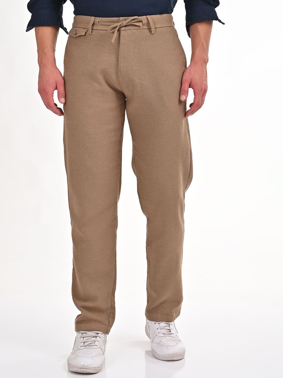 

POE Men Smart Slim Fit Chinos Trousers, Khaki