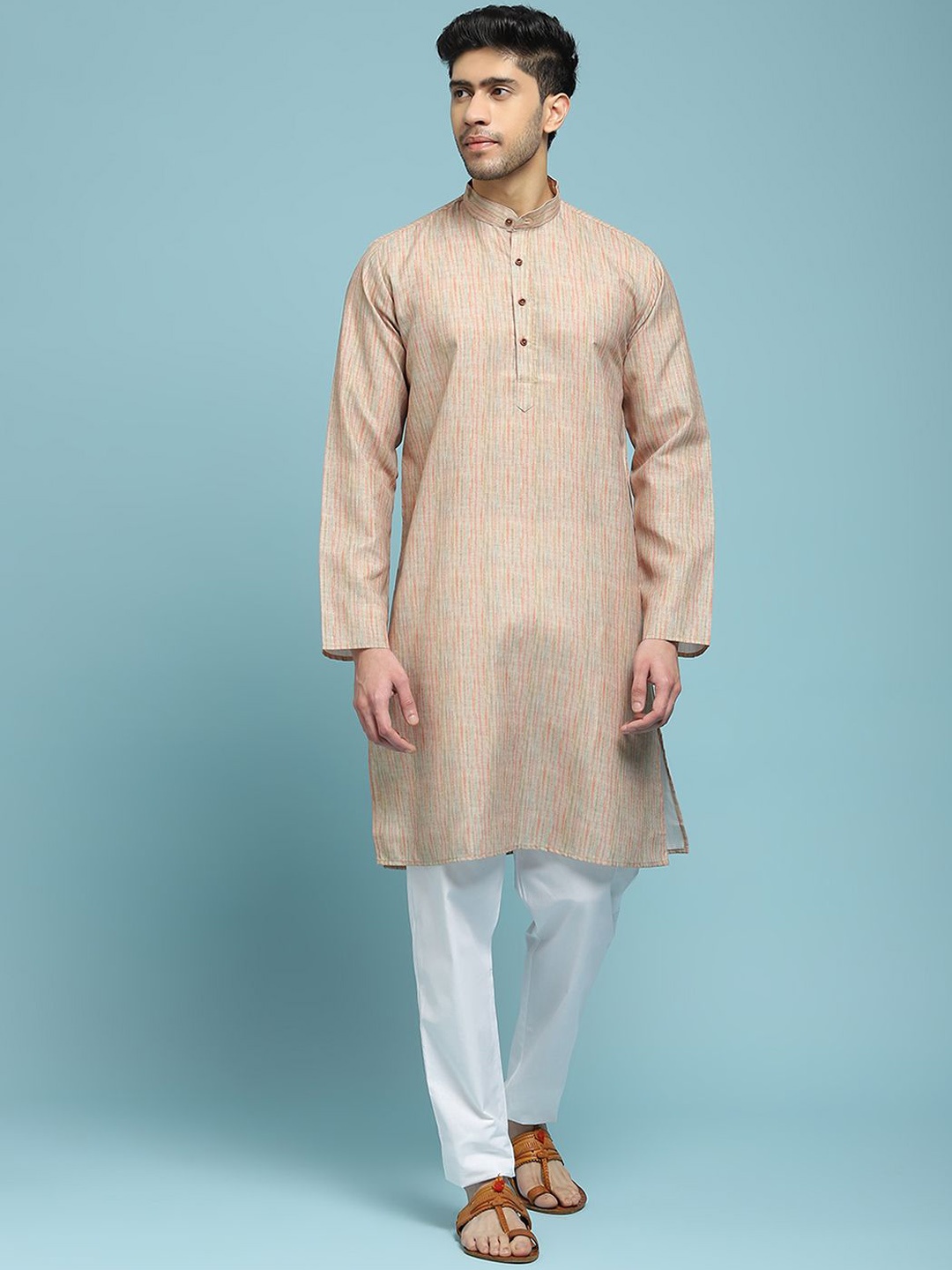 

House of Chikankari Printed Woven Kurta, Beige