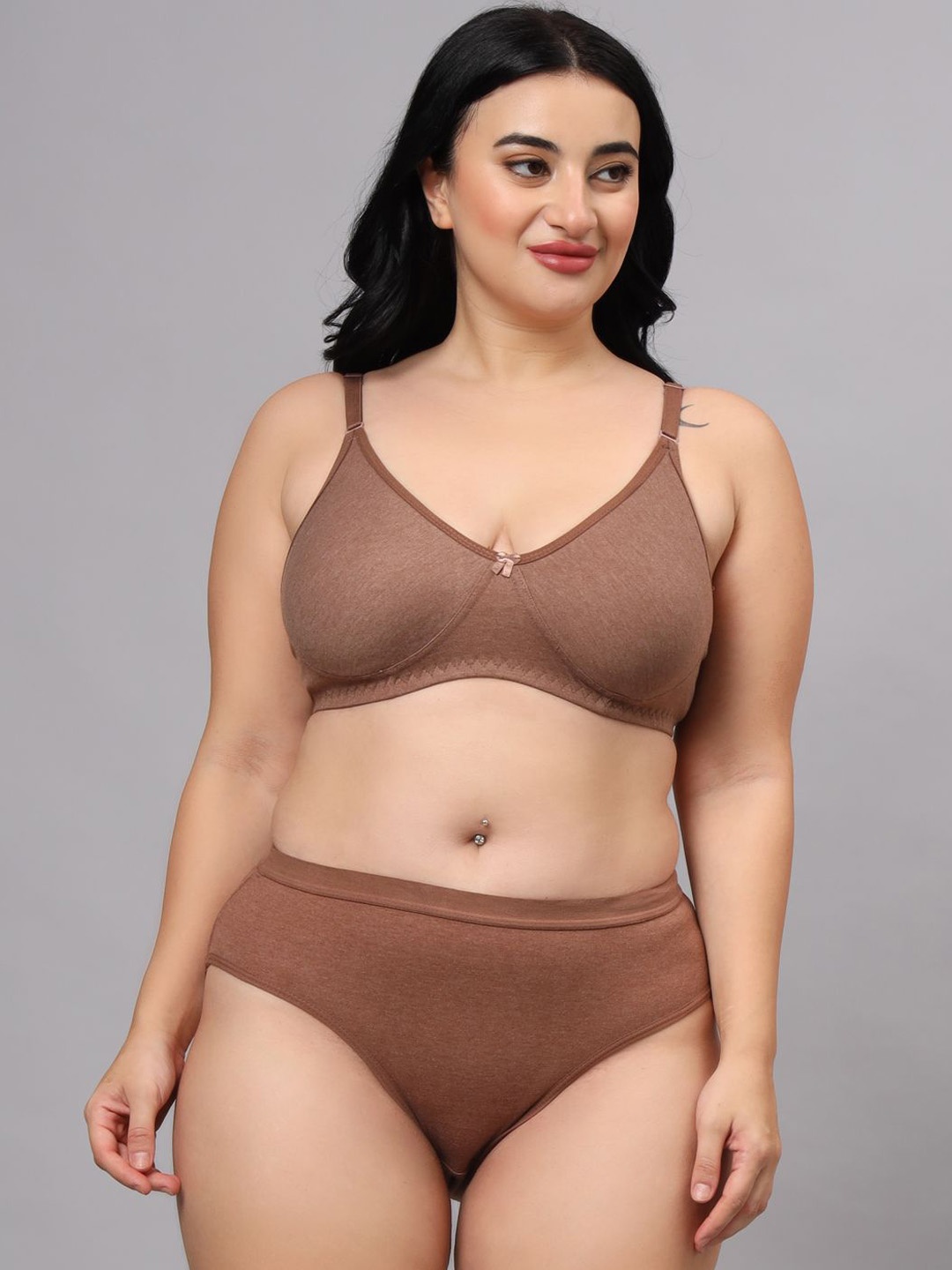 

Boleem Women Sweetheart Neck Lightly Padded High-Rise Lingerie Set 1 SetKhushiBrown-30B, Brown