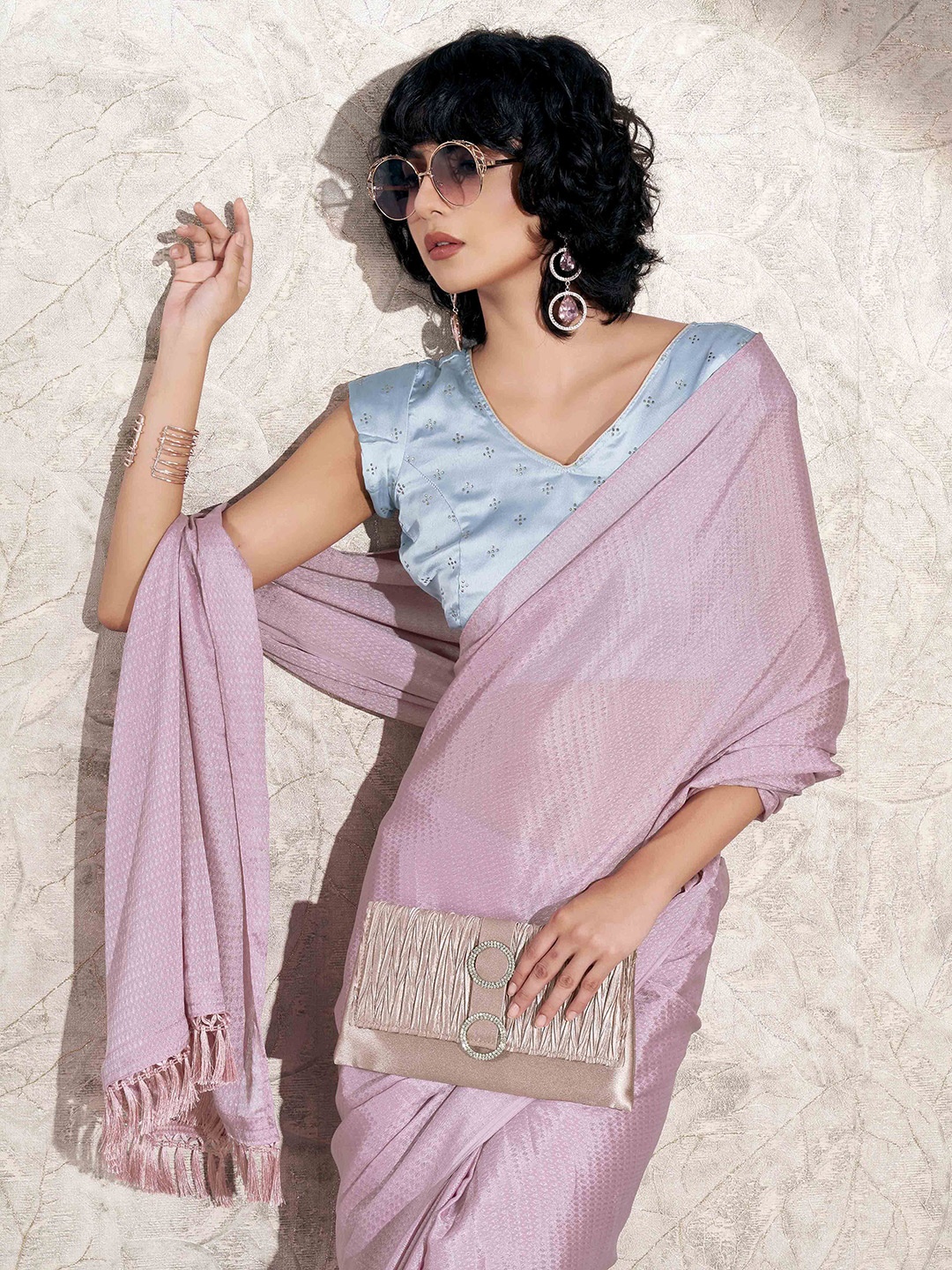 

Tikhi Imli Tassel Detail Saree with Blouse, Pink