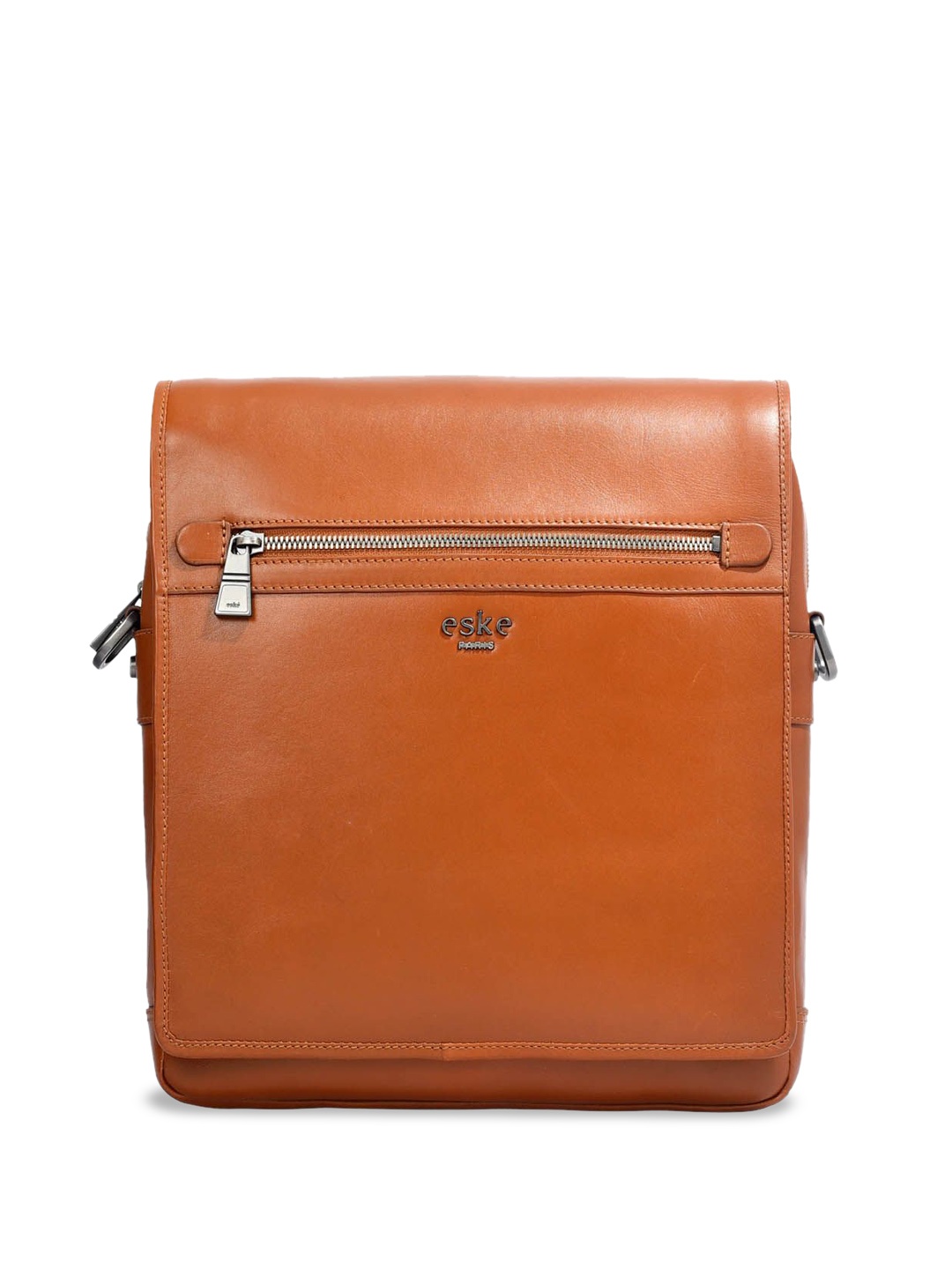 

Eske Men Leather Structured Sling Bag, Tan