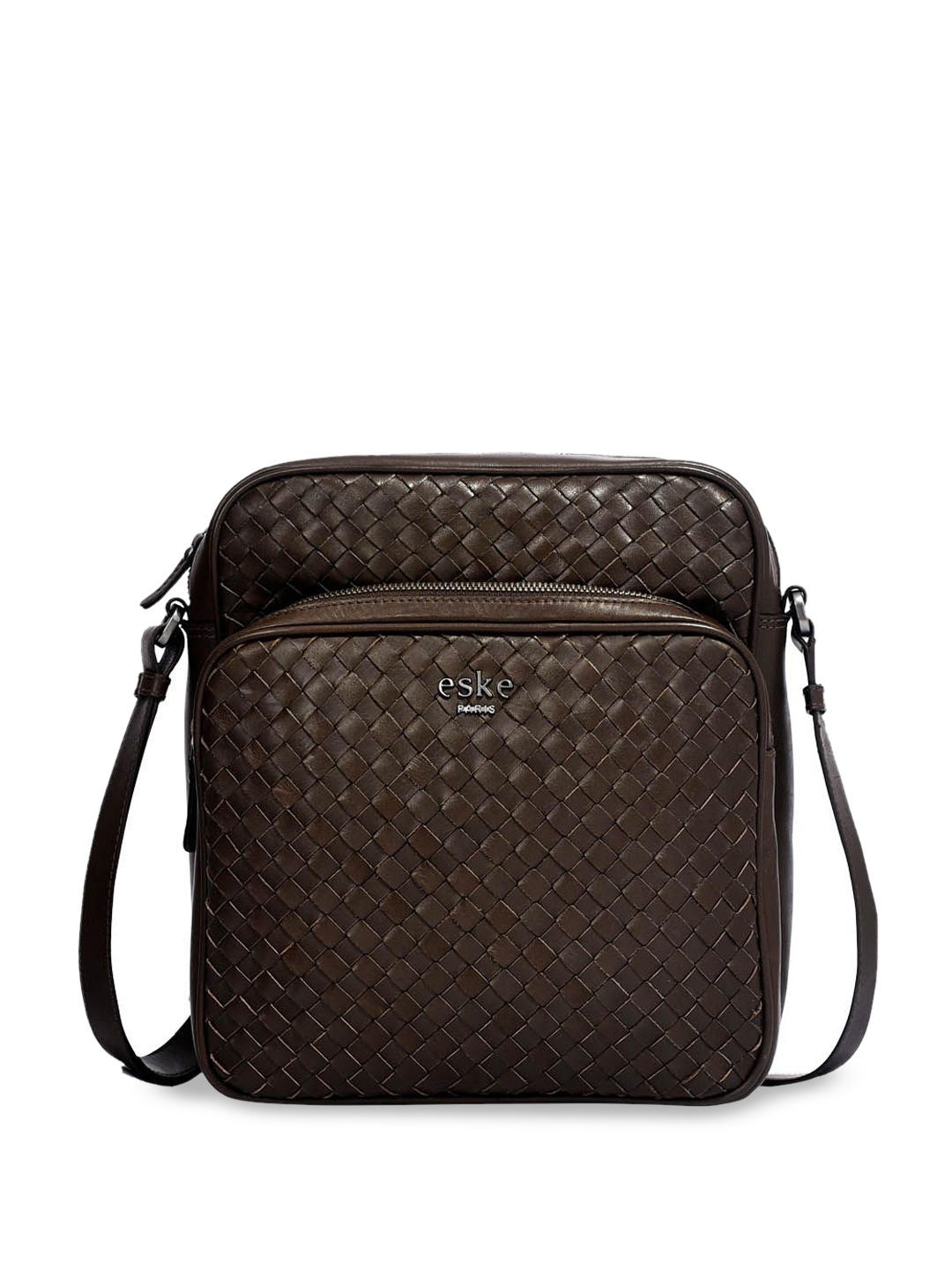 

Eske Textured Leather Swagger Sling Bag with Quilted, Brown