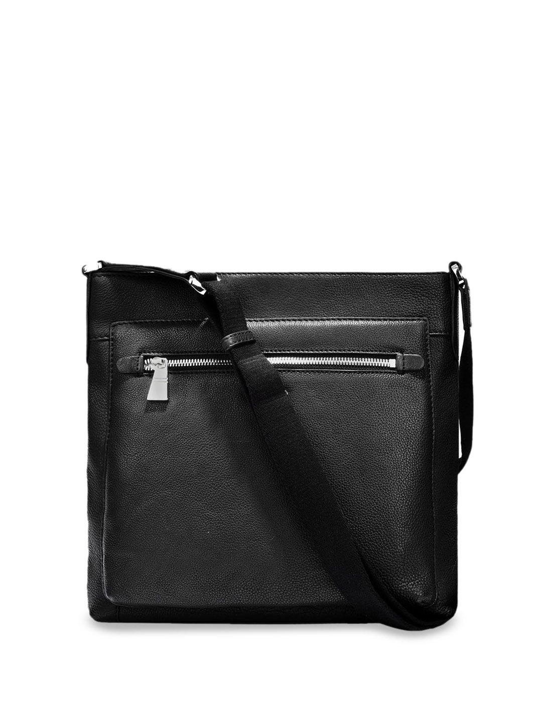 

Eske Leather Structured Sling Bag with Applique, Black