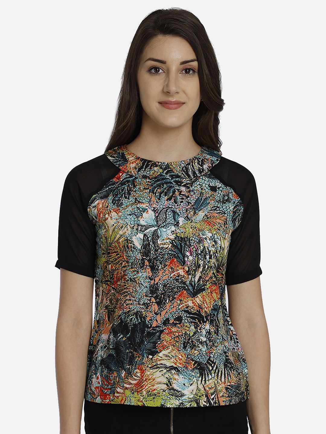 

Yaadleen Floral Print Georgette Top, Multi